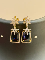 CZ Earrings with Purple Stone
