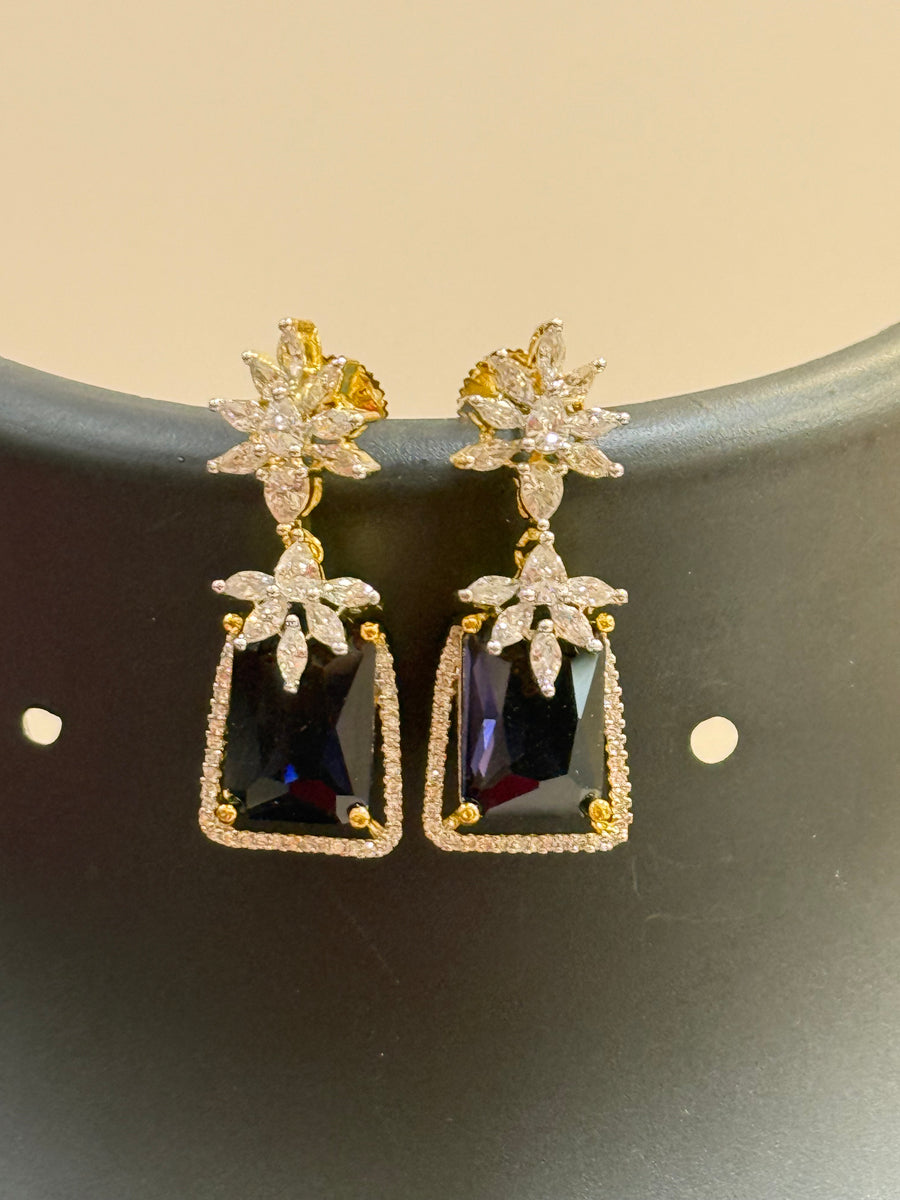 CZ Earrings with Purple Stone