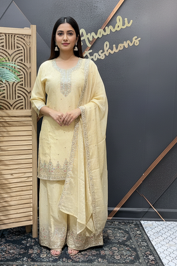 Size 44/Indian XXL - Party Wear Tissue Palazzo/Sharara set