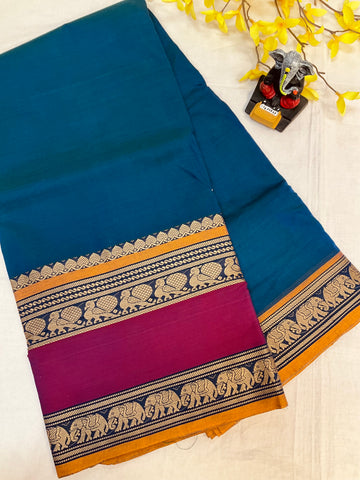 Blue Narayanpet handloom saree
