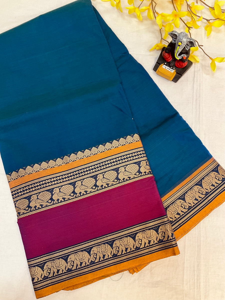 Blue Narayanpet handloom saree