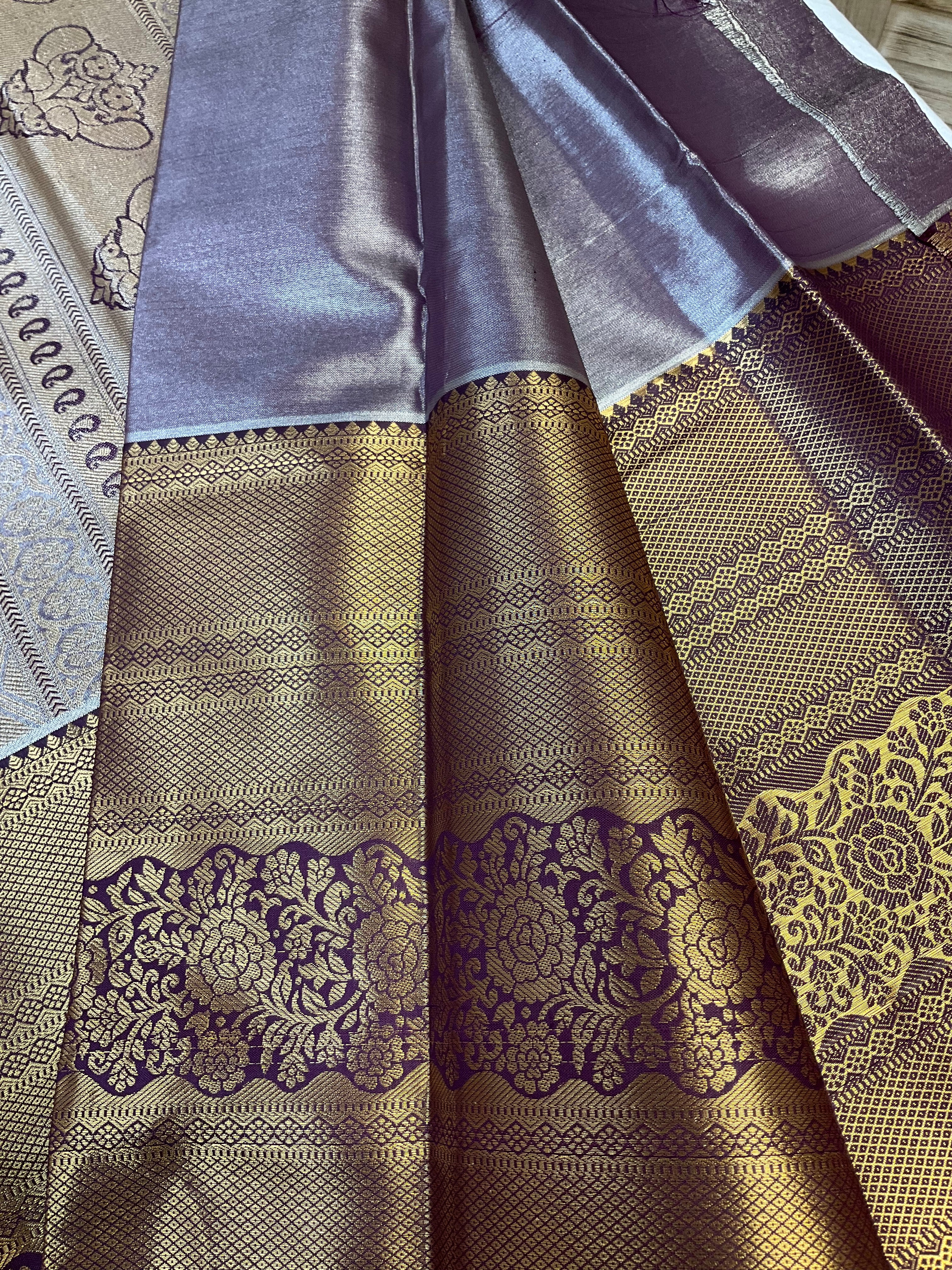 Semi Silk Kanjeevaram - Allover Design Lavender Saree