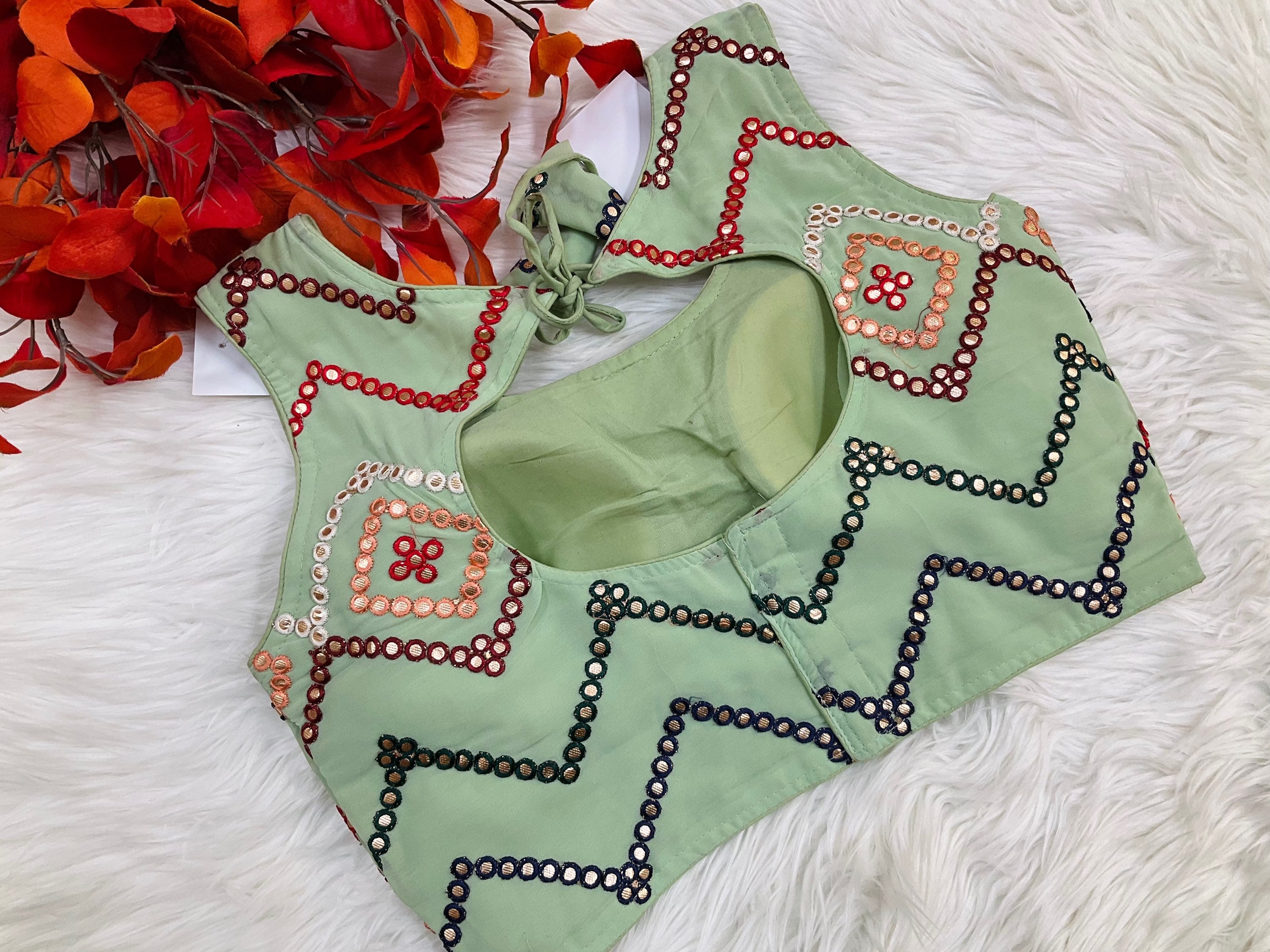 Mirror foil work blouses fits sizes upto 36-38 image 2