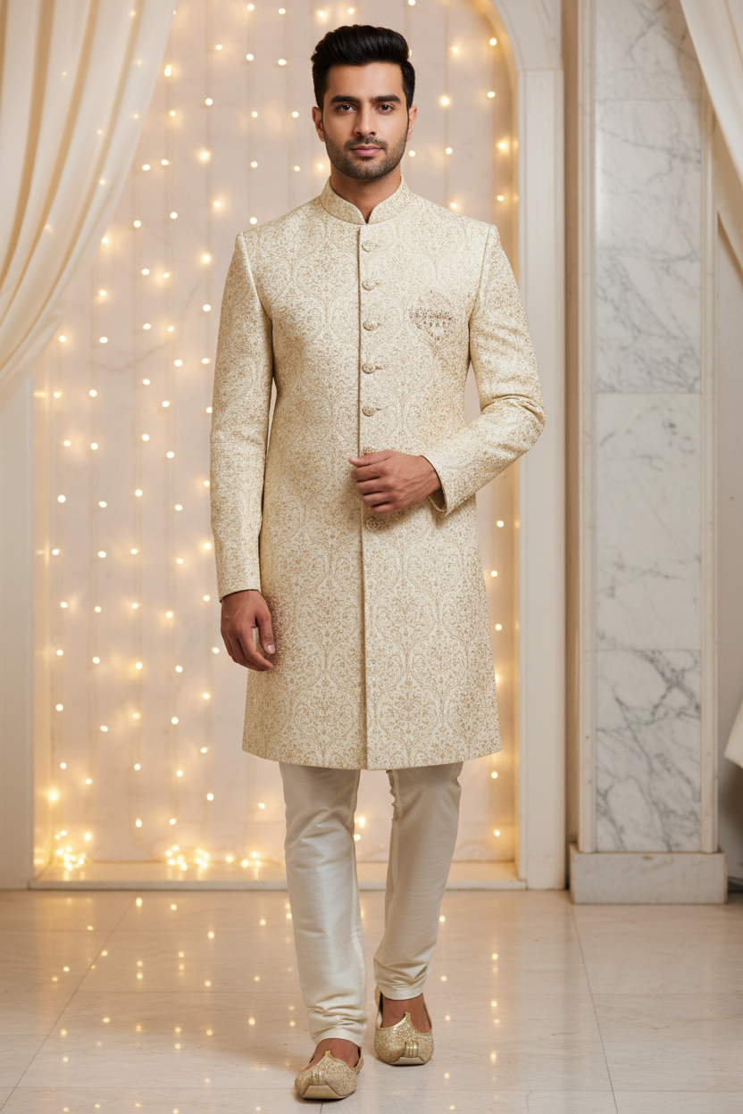Half White - Men’s Wear Sherwani set