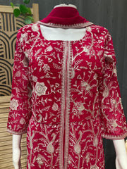 Pink Georgette Party Wear Sharara Set - Heavy Embroidery Work