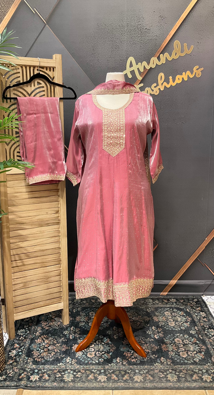 Plus size Pink Anarkali Kurti set