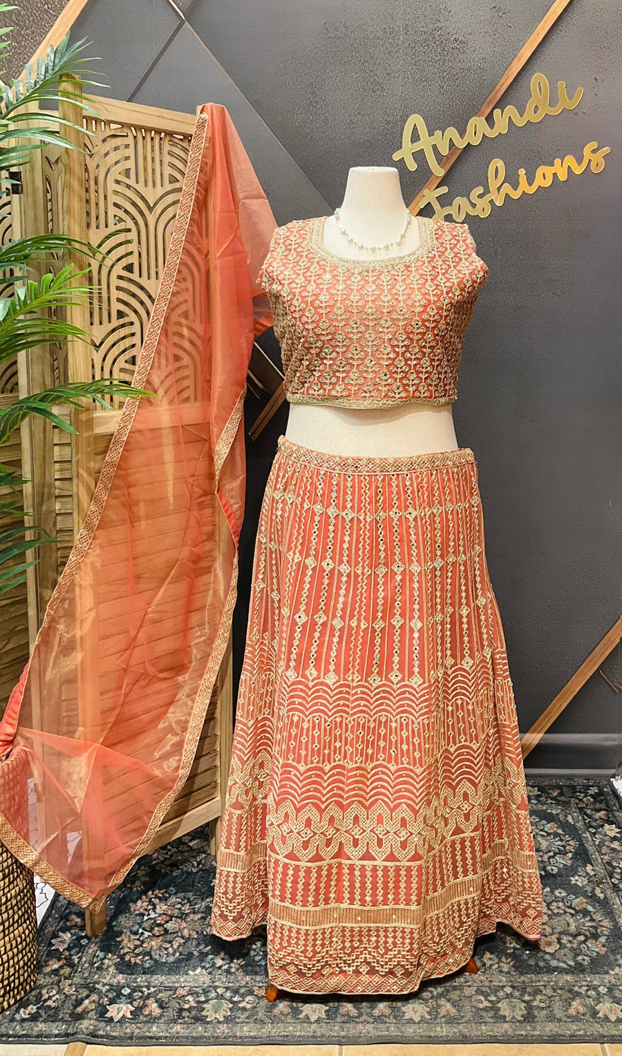 Pastel Orange Plus size lehanga set