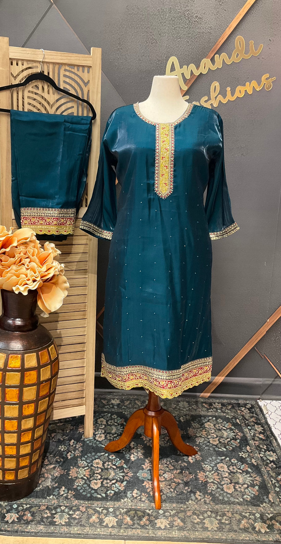 Women’s Teal Blue Kurti Set – Plus Size