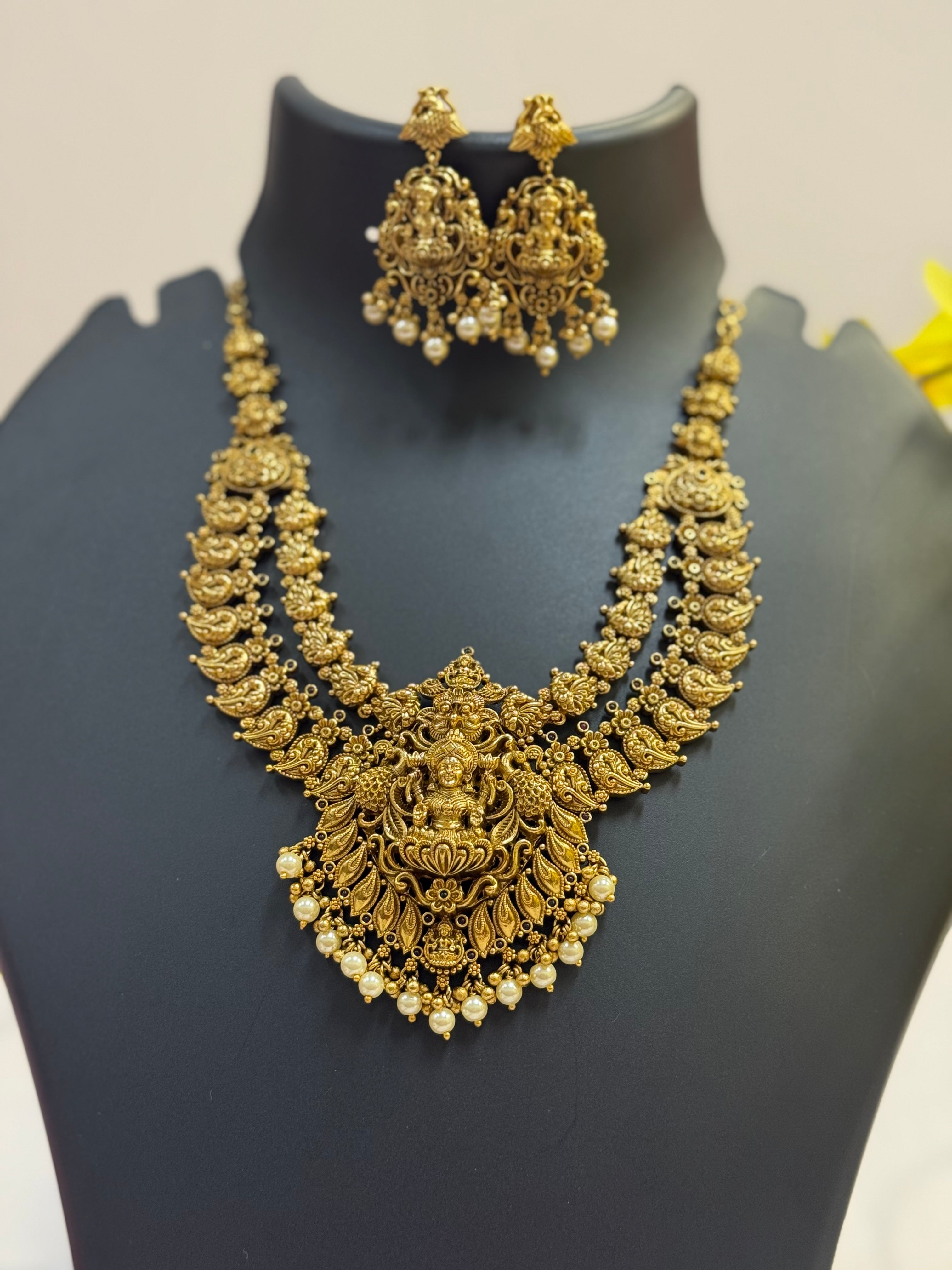 Temple Jewelry Collections - Antique Finish Goddess Lakshmi Necklace set