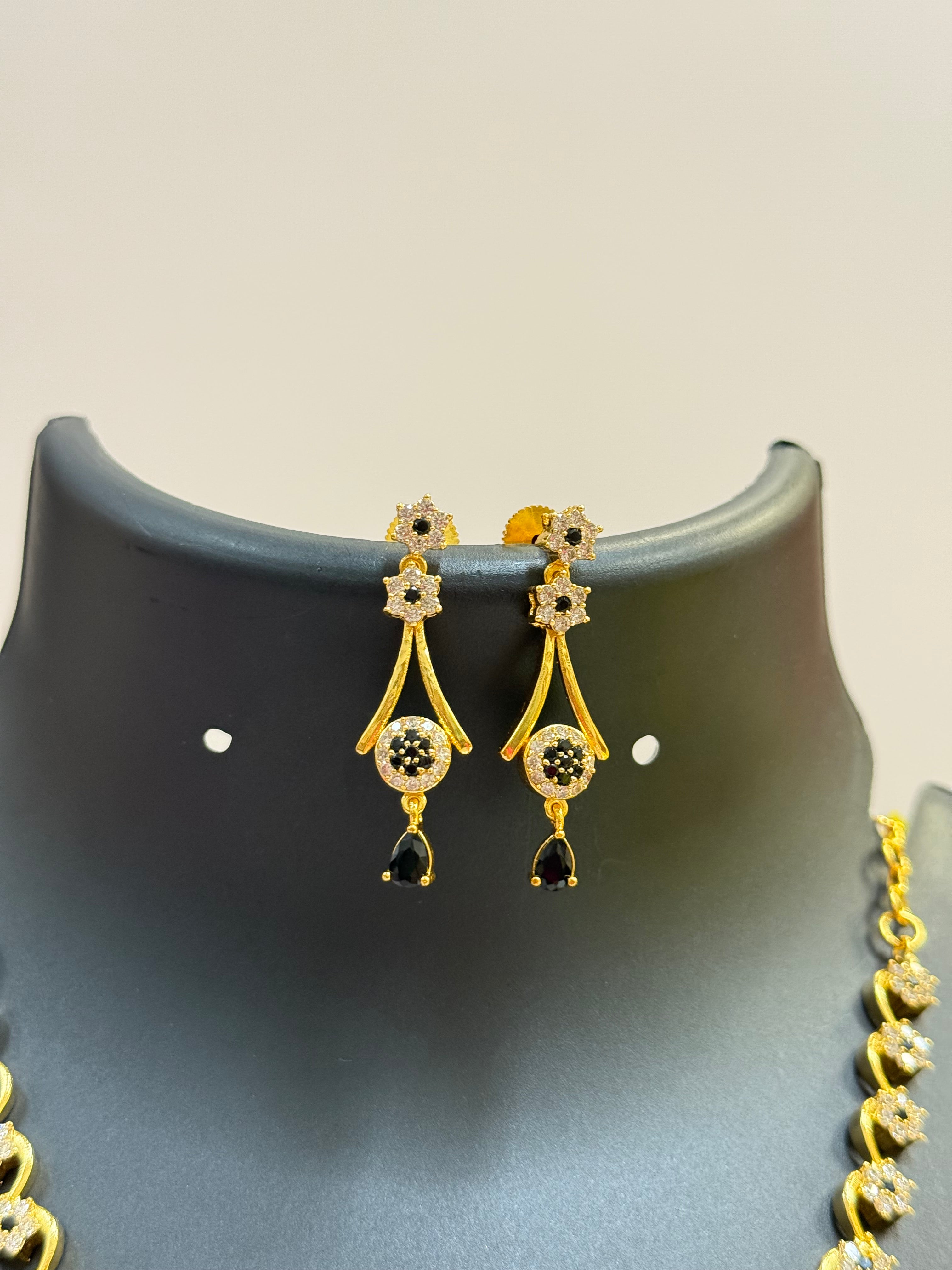 CZ Necklace set with Black Stones