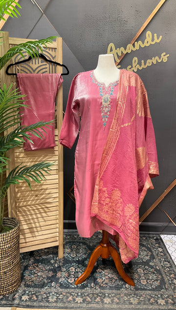 Plus Size - Shimmery Tissue Party Wear Kurti sets