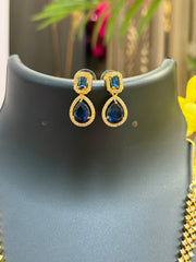 Micro Gold Polish - CZ Necklace set with Blue Pendant