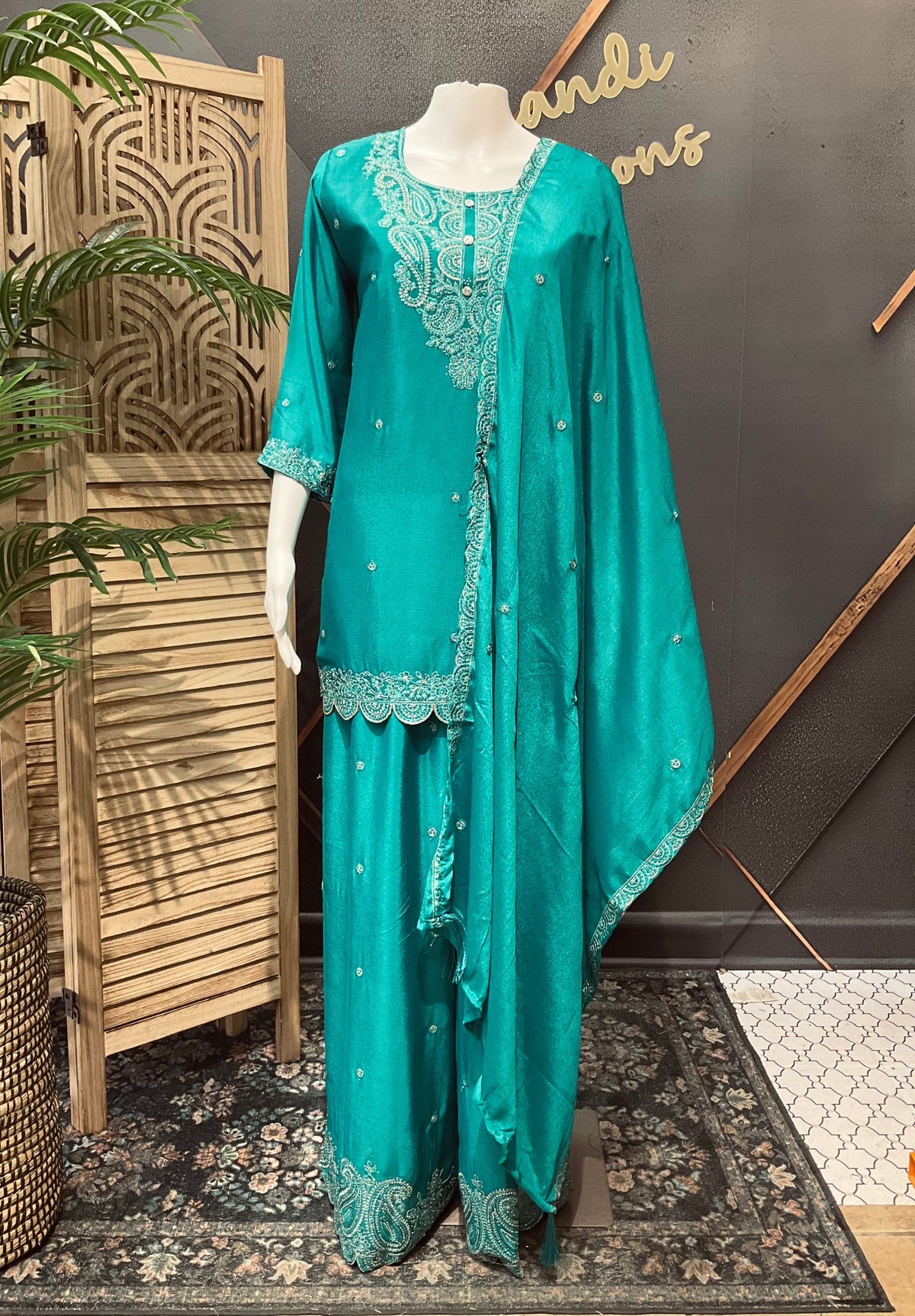 Size 44- Rama Green - Party Wear Palazzo Sets