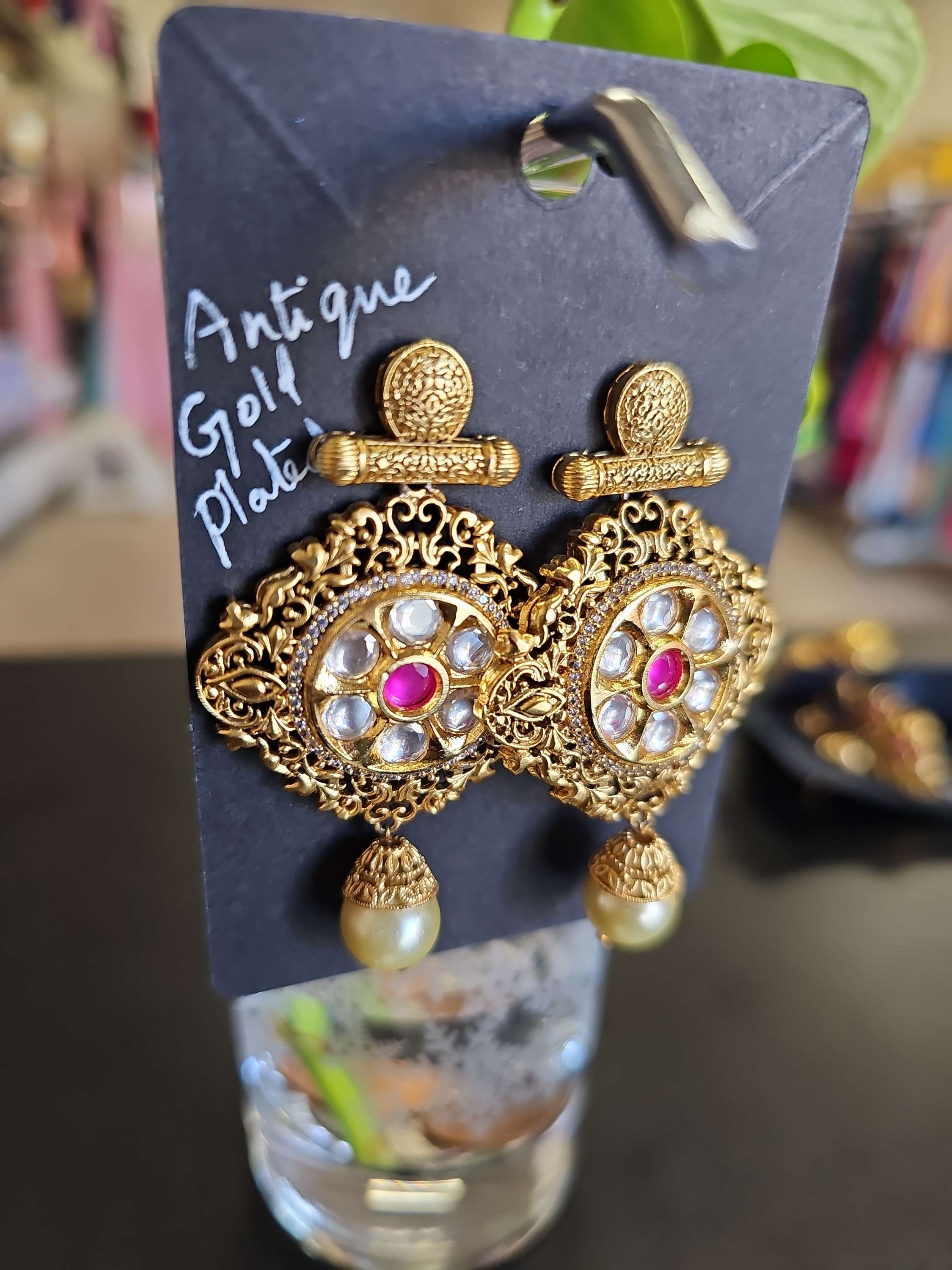 Gold Plated Earring - Elegant Earrings antique gold plated image 1