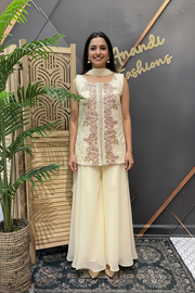 Off White Embroidered Sharara Set