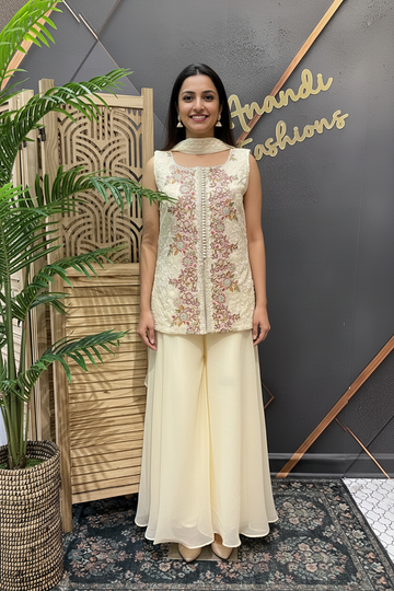Size 38-Half White Sharara Set