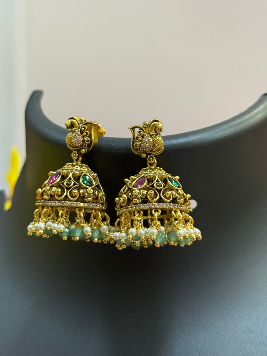 Antique Finish Jhumka Earrings