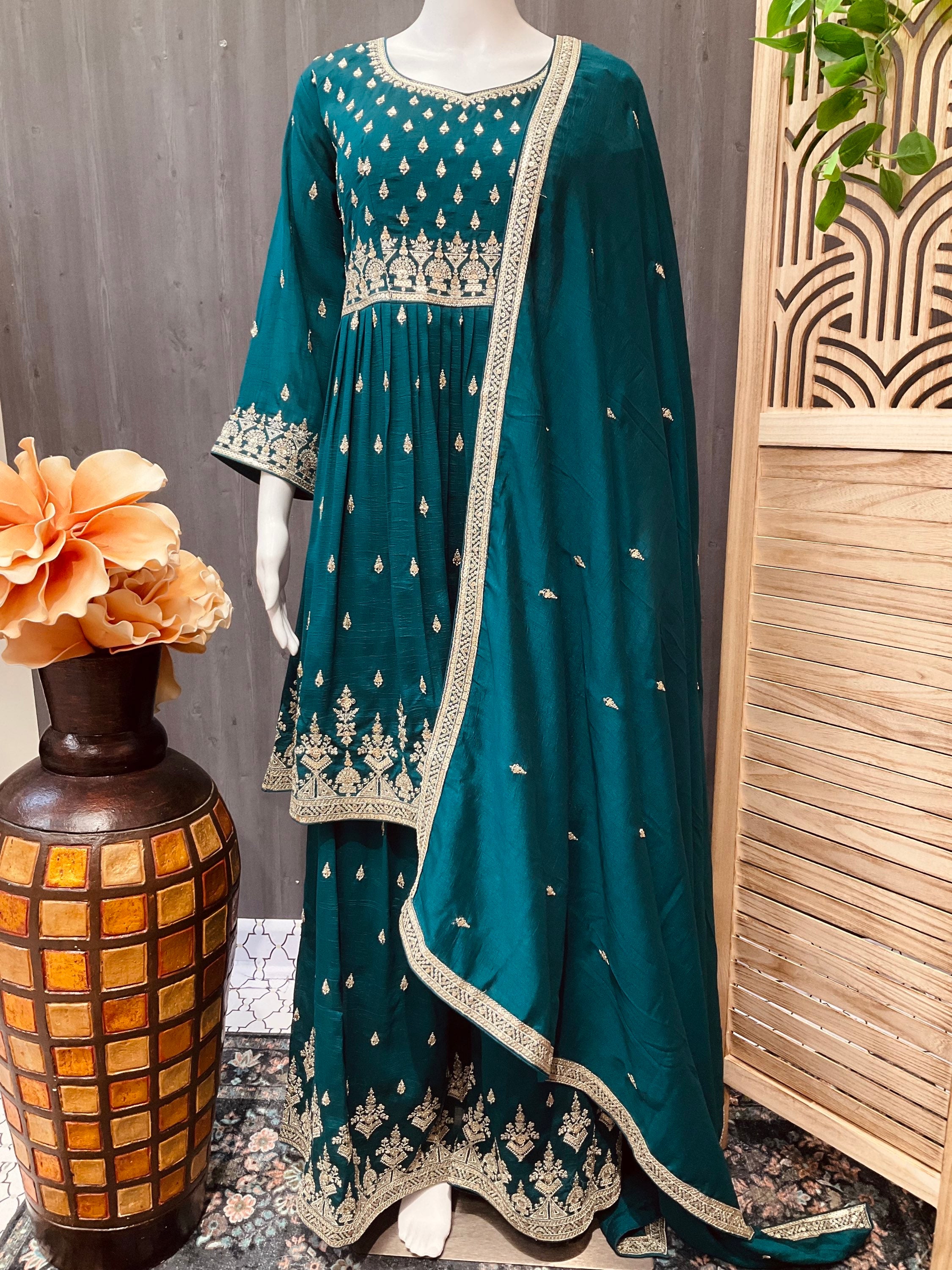 Rama Green - Designer Sharara Suit- Size 42/US M image 0