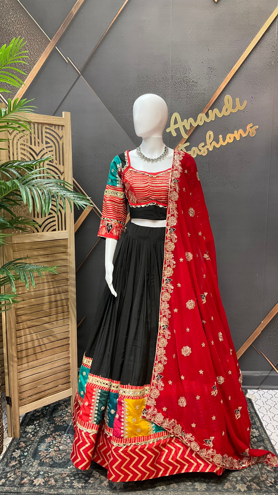 Garba Black Designer Silk Chaniya Choli set
