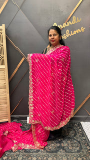 Pink Leheriya Saree