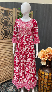 Pink Pure Cotton Anarkali Kurti - Comfortable Ethnic Wear for Women