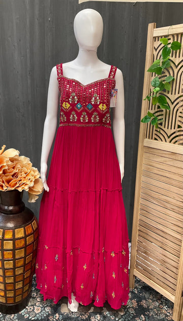 Pink Party Wear Long Dress Size 36 (US XS) - Elegant Gown
