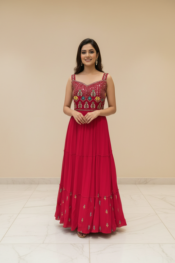 Pink Party Wear Long Dress Size 36 (US XS) - Elegant Gown