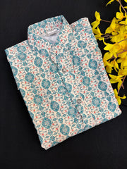 Digital Print Boys Kurta set with Chikankari work