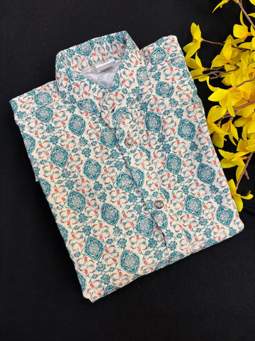 Digital Print Boys Kurta set with Chikankari work