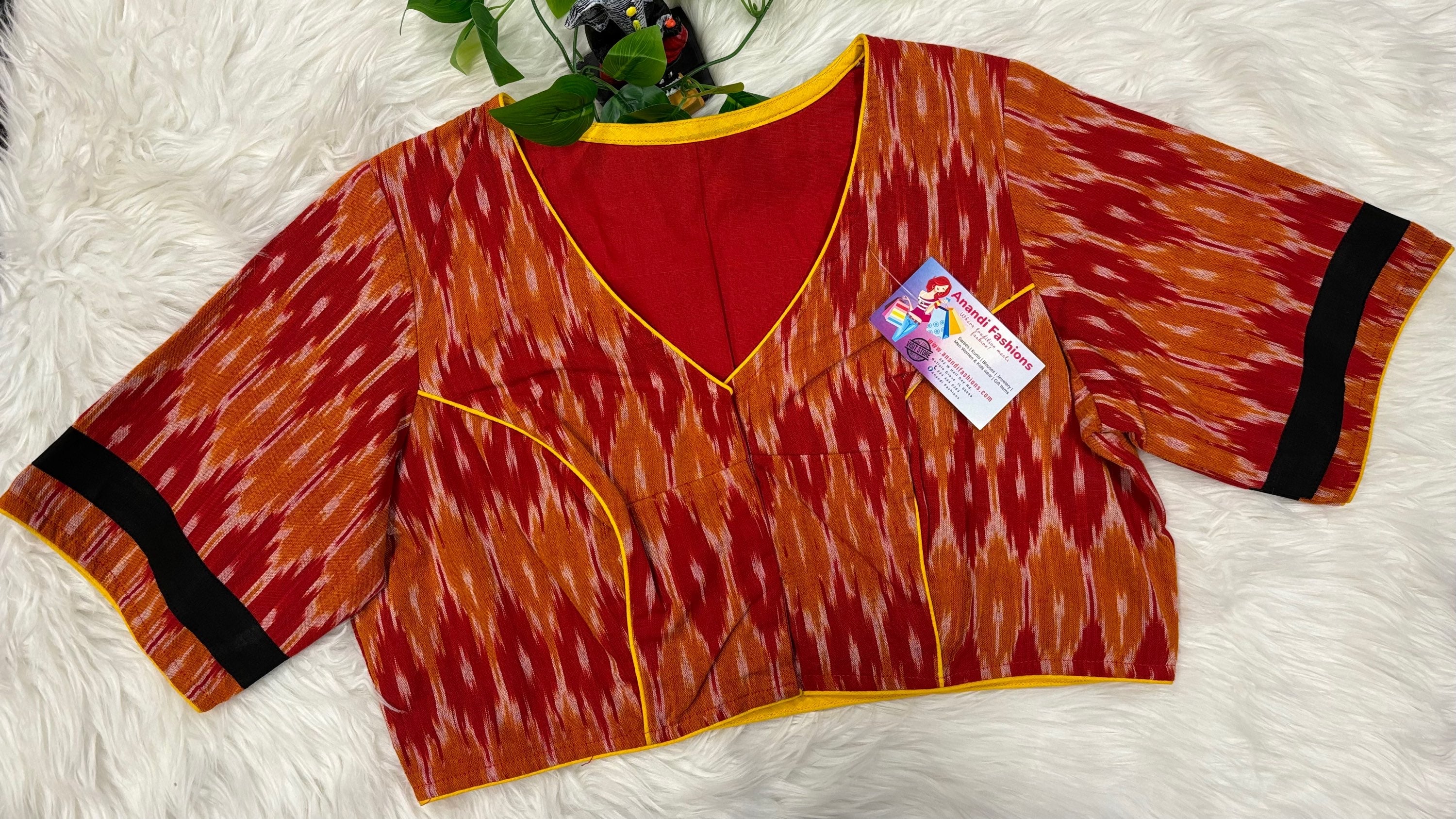 Pure cotton Ikkat Print Linning blouse - Size 40/42 image 0