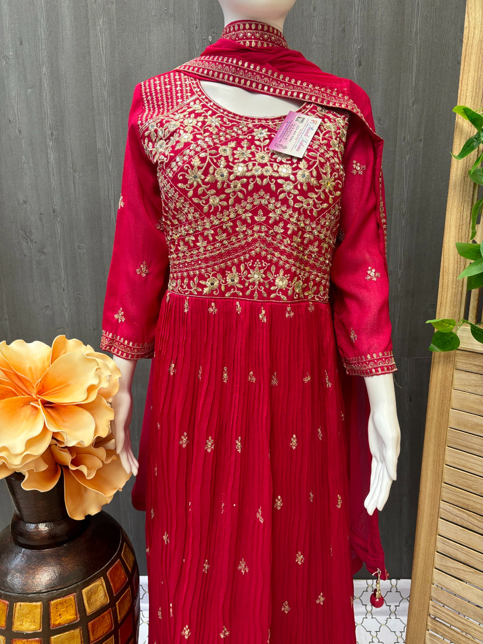 Long Party Wear dress with Embroidery work- Size 38/44 image 1
