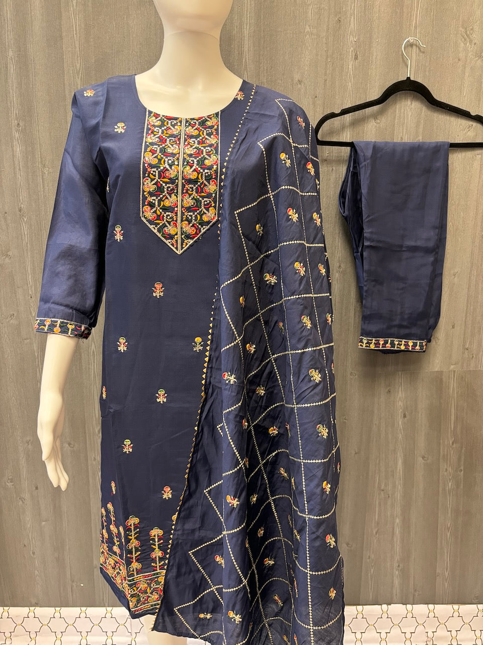 Roman Silk Kurti set- Colorful Kurti sets with embroidery work size 40 image 6