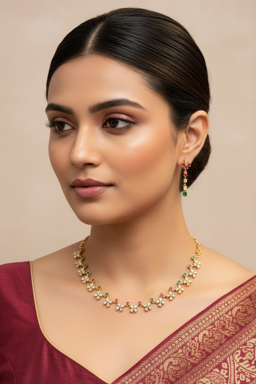 Cute Multicolor Stones Necklace set