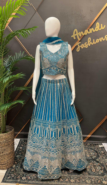 Heavy Work Net Lehenga Set - Party & Wedding Wear