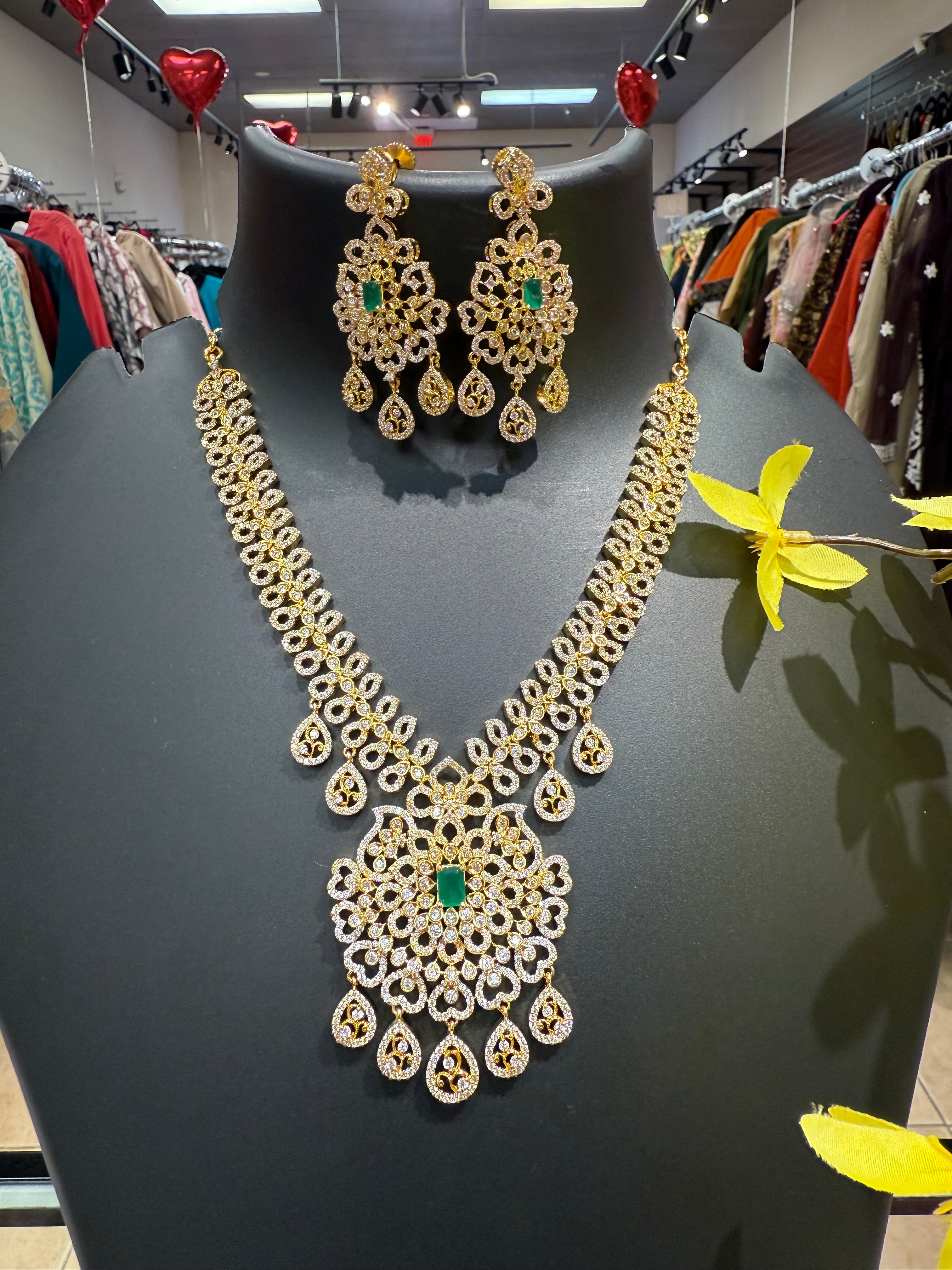 MicroGold Polish - Party Wear CZ necklace set