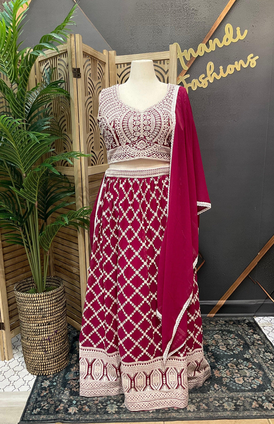 Plus Size Georgette Lehenga Set - Heavy Work Party Wear