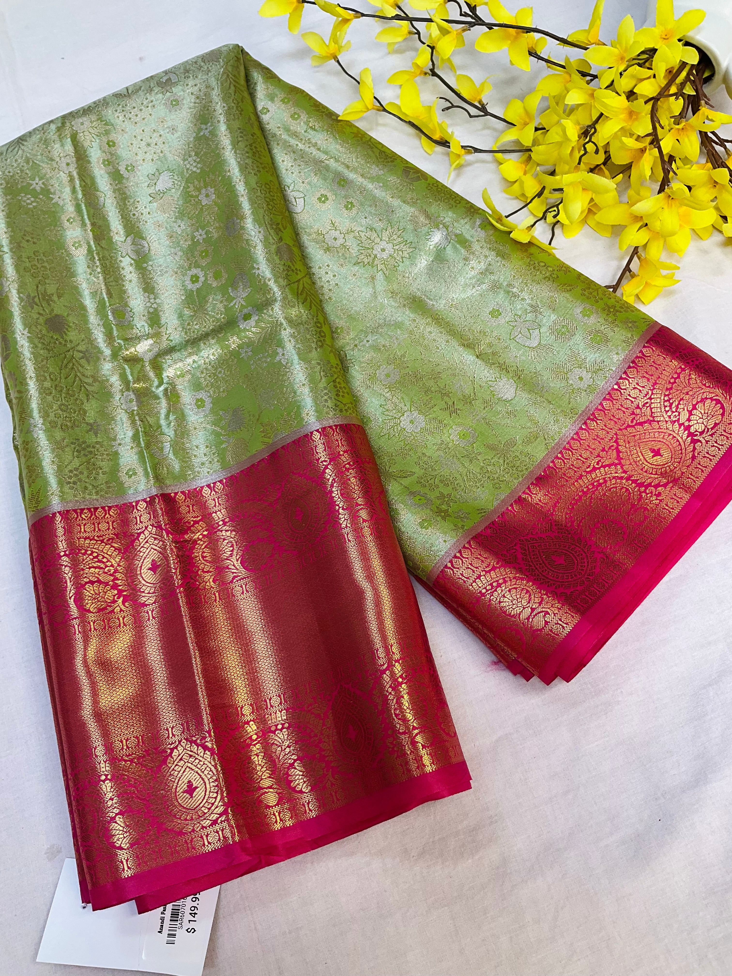 Green Semi Silk Kanjeevaram Saree
