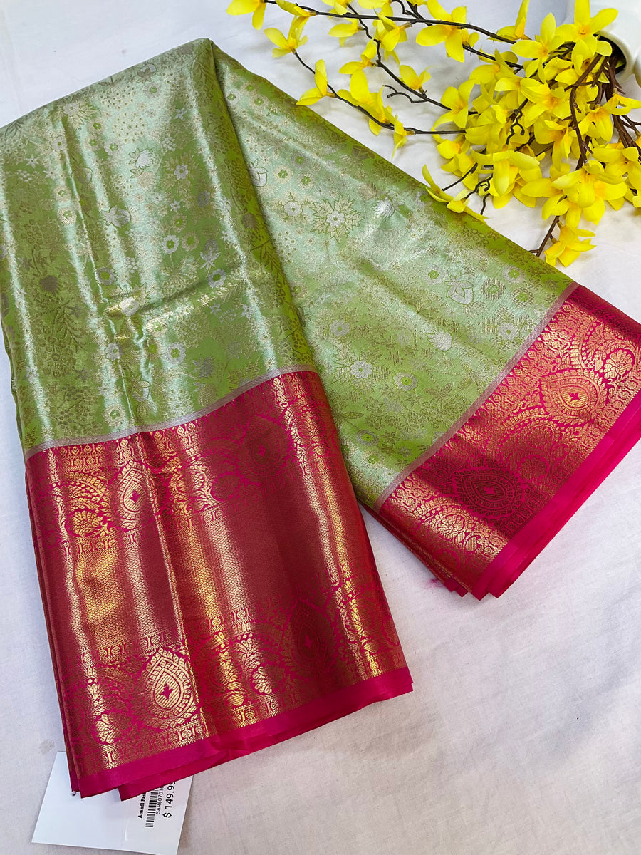 Green Semi Silk Kanjeevaram Saree
