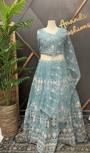Plus Size Blue Party Wear Lehenga set