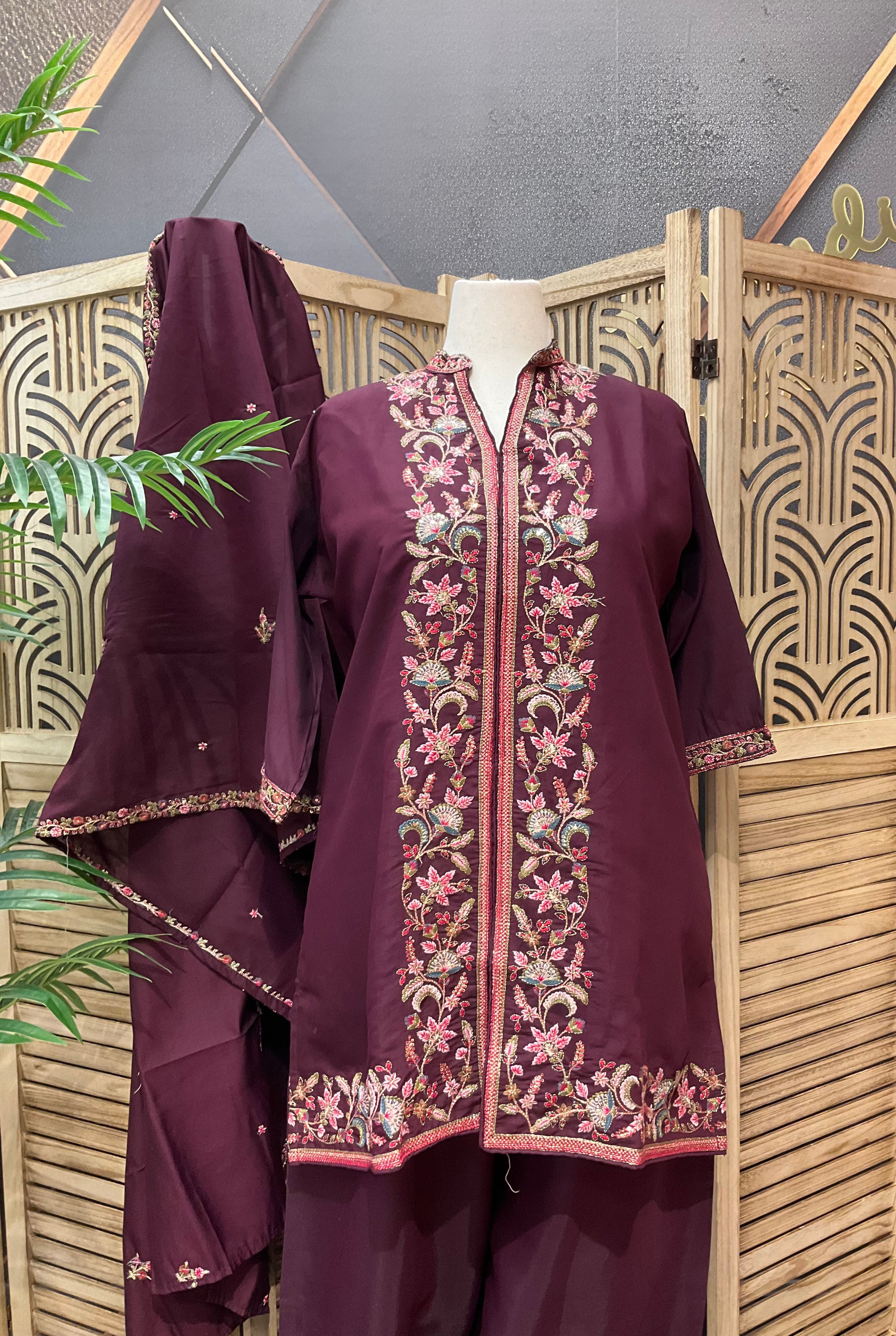 Plus Size 52 - Wine Party Wear Palazzo set