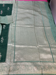 Green Benarasi Silk saree with Stitched Blouse