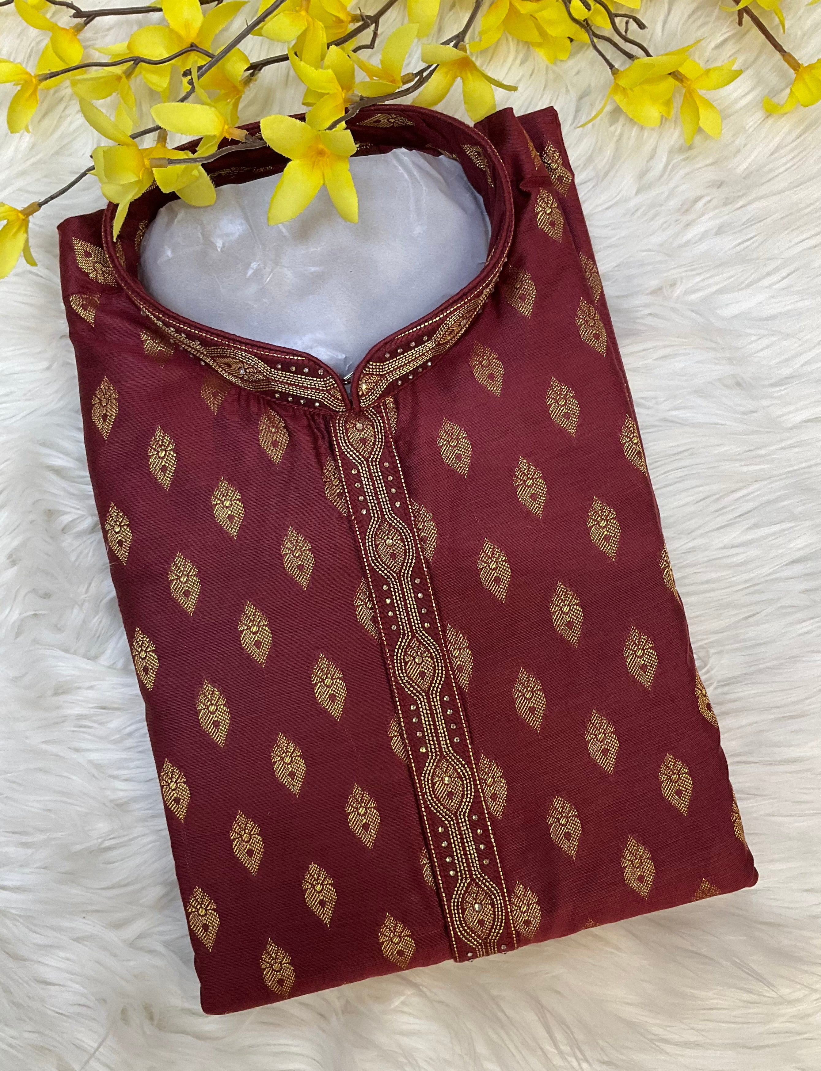 Premium Quality- Maroon Color Men’s Wear Kurta Pajama Set