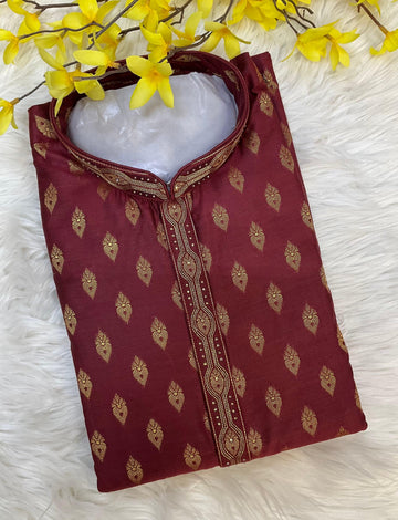 Premium Quality- Maroon Color Men’s Wear Kurta Pajama Set