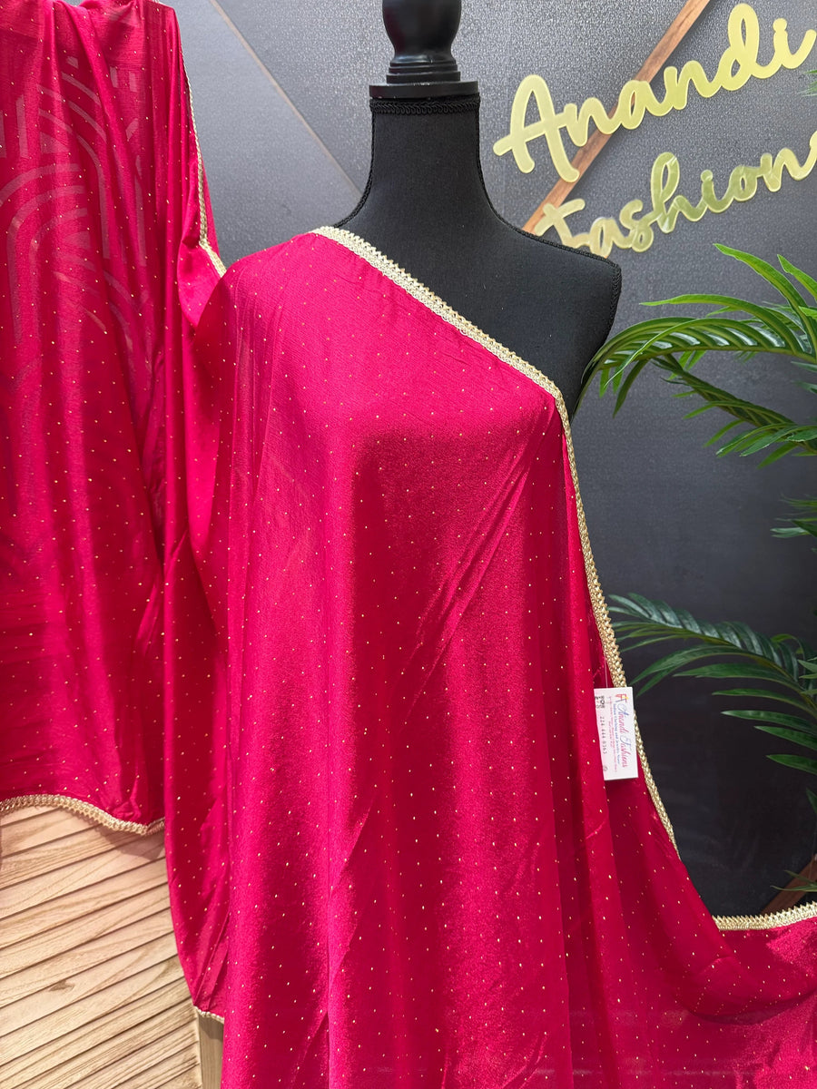 Satin Silk Dupattas with Gold Border
