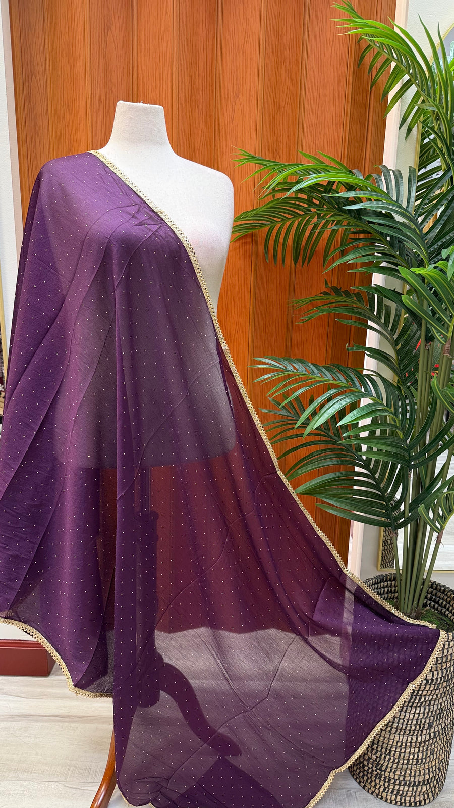 Satin Silk Dupattas with Gold Border