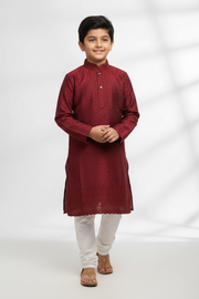 Boys Maroon Kurta Pajama Set