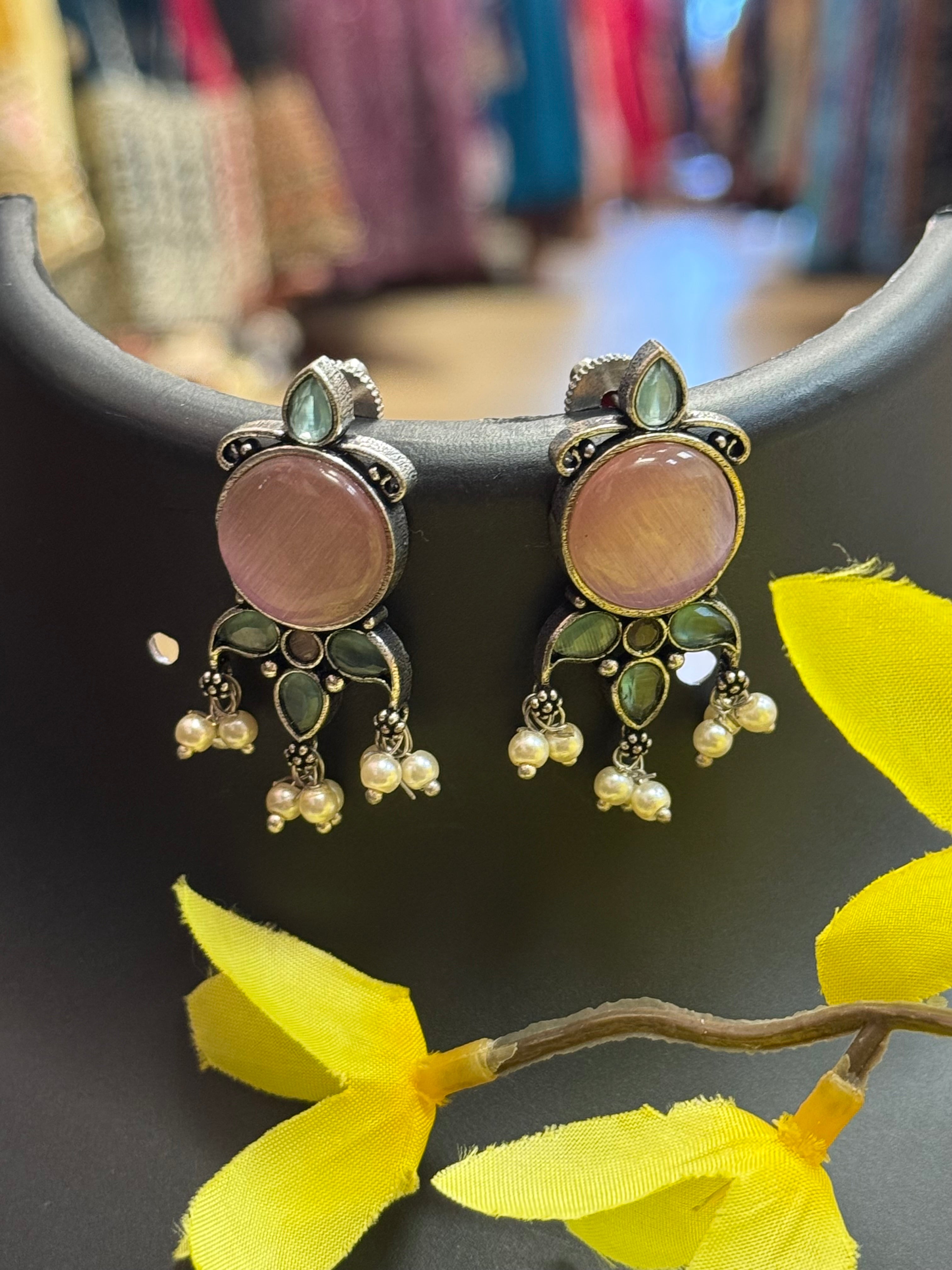 Colorful - German Silver Earrings