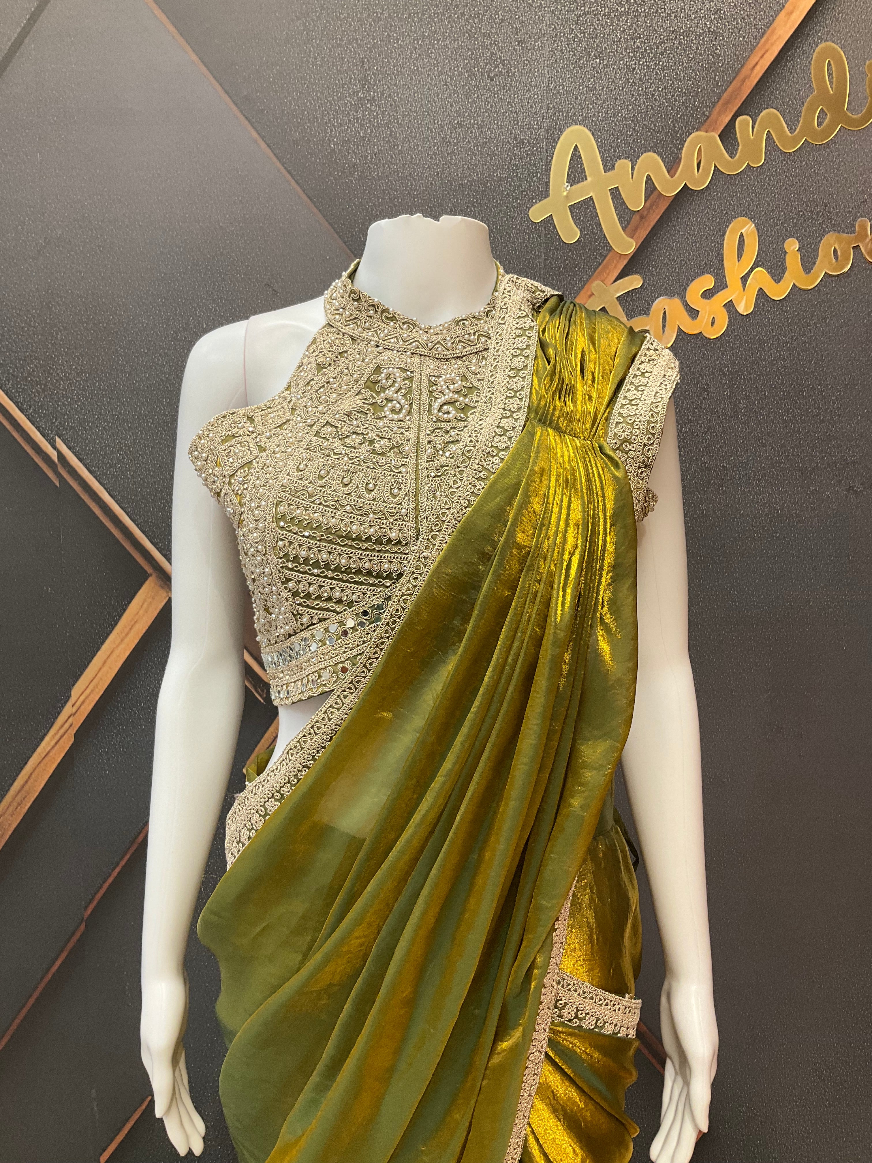 Green Ready to Wear Party wear saree