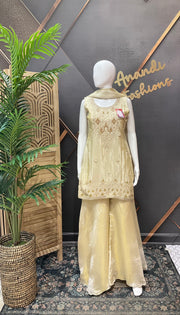 Gold Satin Silk Party Wear Palazzo set