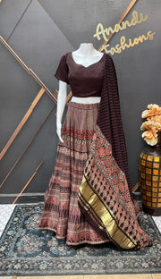 Wine Gajji Silk Garba Chaniya Choli set
